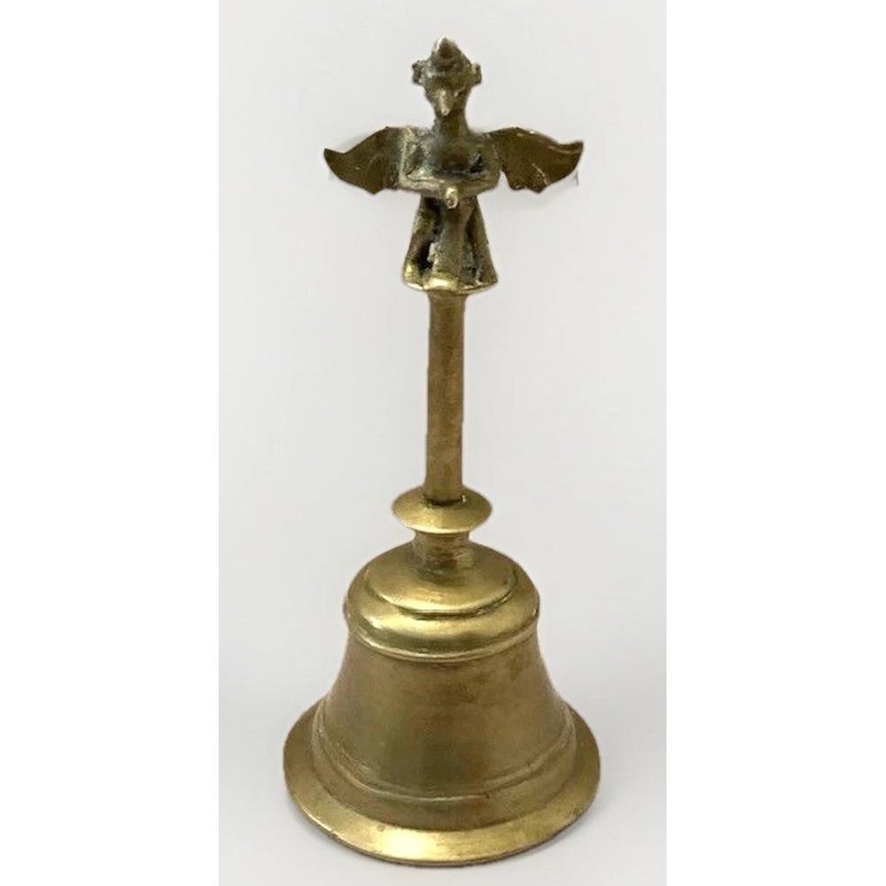 Tall Antique Indian Garuda Bronze Brass Bell Heavy Large Old World Decor Vintage